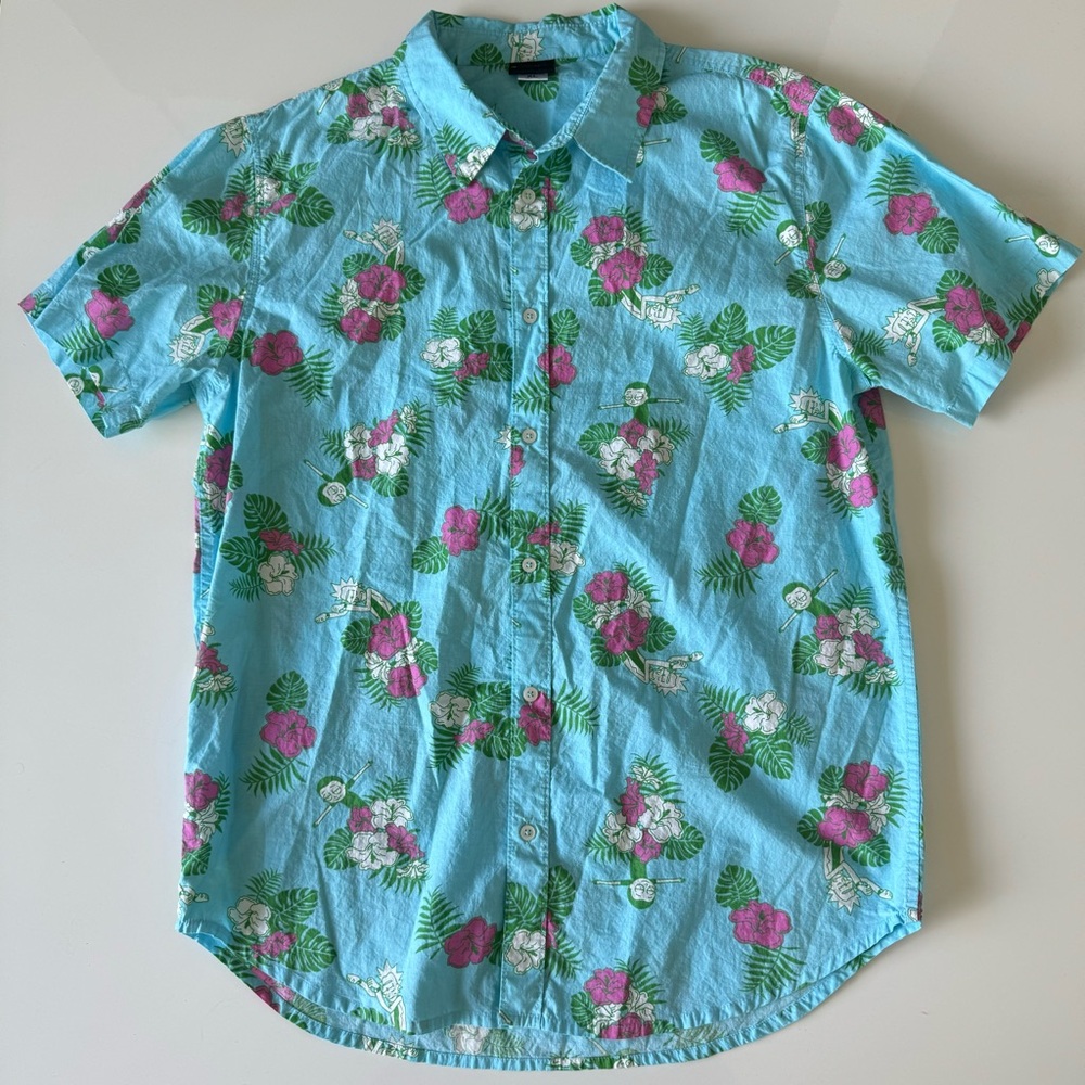 2019 Rick and Morty Hawaiian Shirt Men’s XL Colorful TV Show Aloha Beach Floral